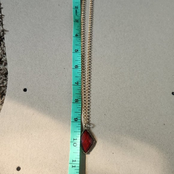18" Gold Tone Red Diamond Shape Pendant Necklace NWT Tony Alexander Jewelry - Picture 3 of 3